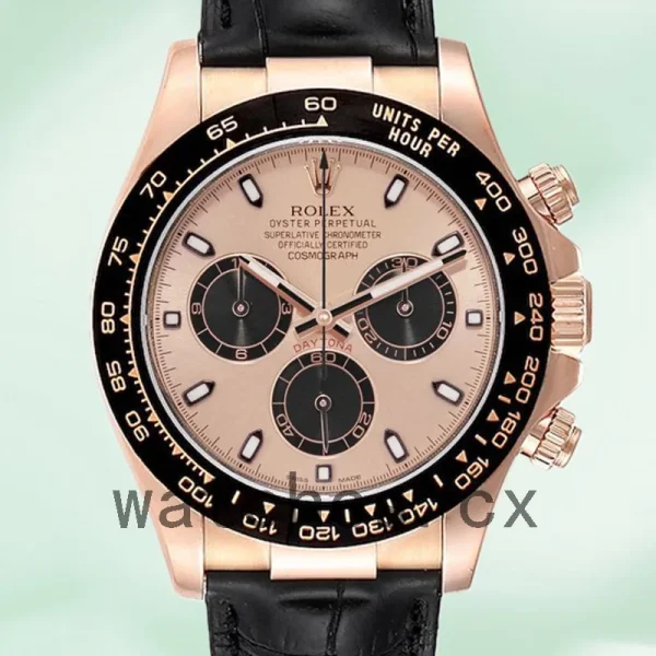 Rolex Daytona Men's 40mm 116515 Leather Strap Rose Gold Dial
