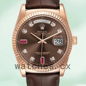Rolex Day-Date Men's 36mm 118135-0022 Leather Strap