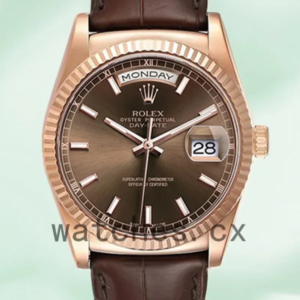 Rolex Day-Date 36mm Men's 118135 Leather Strap