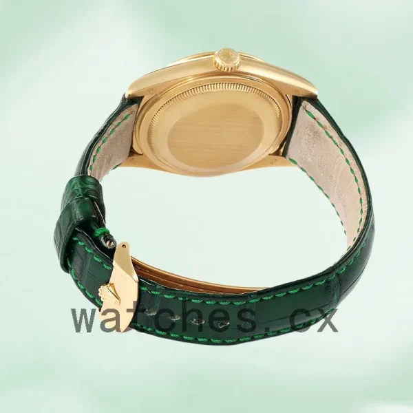Rolex Day-Date 118138 36mm Men's Green Dial Leather Strap - Image 4
