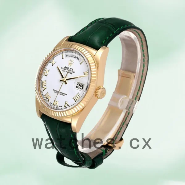 Rolex Day-Date 36mm Men's m118138-0136 White Dial Leather Strap - Image 3