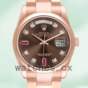 Rolex Day-Date 36mm Men's 118205 Brown Dial Rose Gold-tone