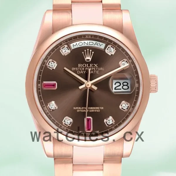 Rolex Day-Date 36mm Men's 118205 Brown Dial Rose Gold-tone