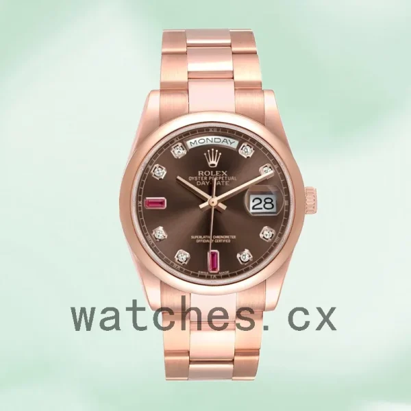 Rolex Day-Date 36mm Men's 118205 Brown Dial Rose Gold-tone - Image 2