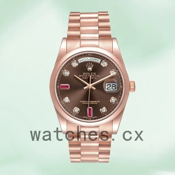 Rolex Day-Date 36mm Men's 118205 Brown Dial Rose Gold-tone - Image 5