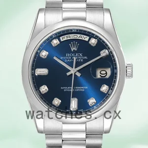 Rolex Day-Date 118206 Men's 36mm President Bracelet Blue Dial
