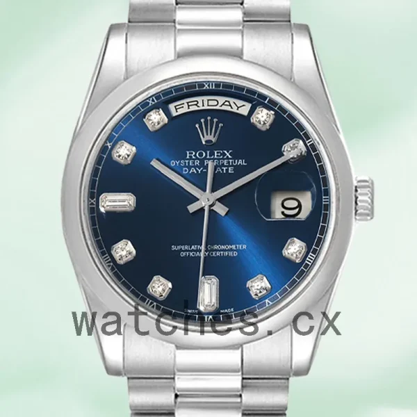Rolex Day-Date 118206 Men's 36mm President Bracelet Blue Dial