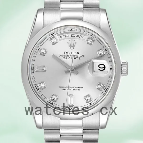 Rolex Day-Date 36mm Men's 118206 Automatic Silver Dial