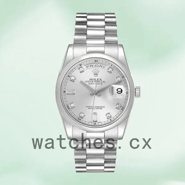 Rolex Day-Date 36mm Men's 118206 Automatic Silver Dial - Image 2