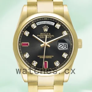 Rolex Day-Date 36mm 118208 Men's Black Dial President Bracelet/Oyster Bracelet