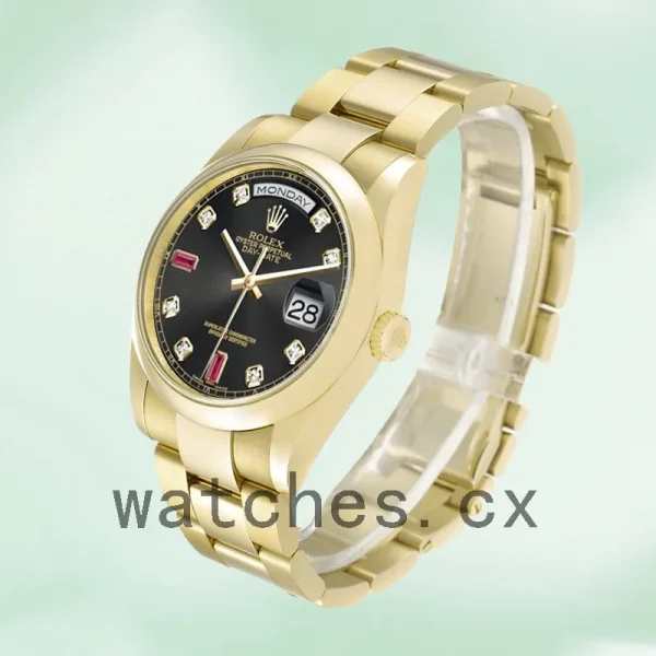 Rolex Day-Date 36mm 118208 Men's Black Dial President Bracelet/Oyster Bracelet - Image 3