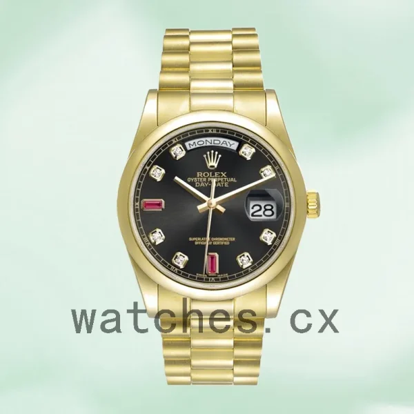 Rolex Day-Date 36mm 118208 Men's Black Dial President Bracelet/Oyster Bracelet - Image 5