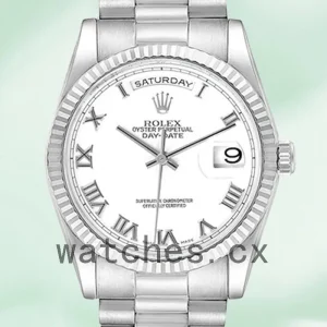 Rolex Day-Date Men's 118239-83209 36mm Silver-tone White Dial