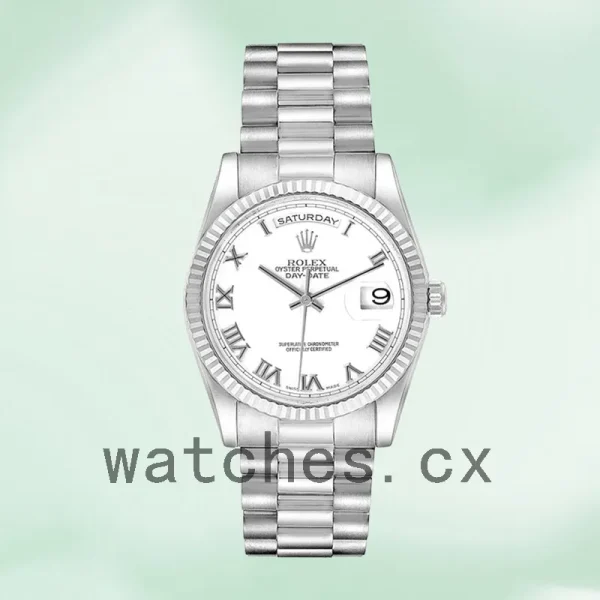 Rolex Day-Date Men's 118239-83209 36mm Silver-tone White Dial - Image 2