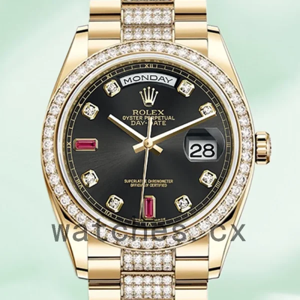 Rolex Day-Date m118348-0149 Men's 36mm Black Dial Automatic