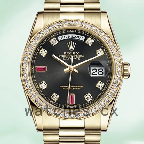 Rolex Day-Date Men's m118348-0209 36mm Black Dial