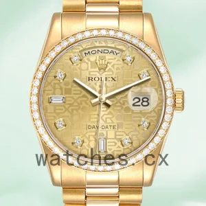 Rolex Day-Date m118348-0037 Men's 36mm Gold-tone Oyster Bracelet/President Bracelet