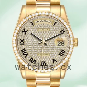 Rolex Day-Date Men's m118348-0226 36mm Gold-tone Oyster Bracelet/President Bracelet