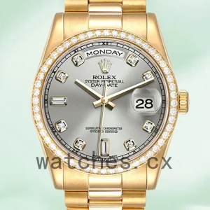 Rolex Day-Date Men's 36mm m118348-0077 Automatic Grey Dial