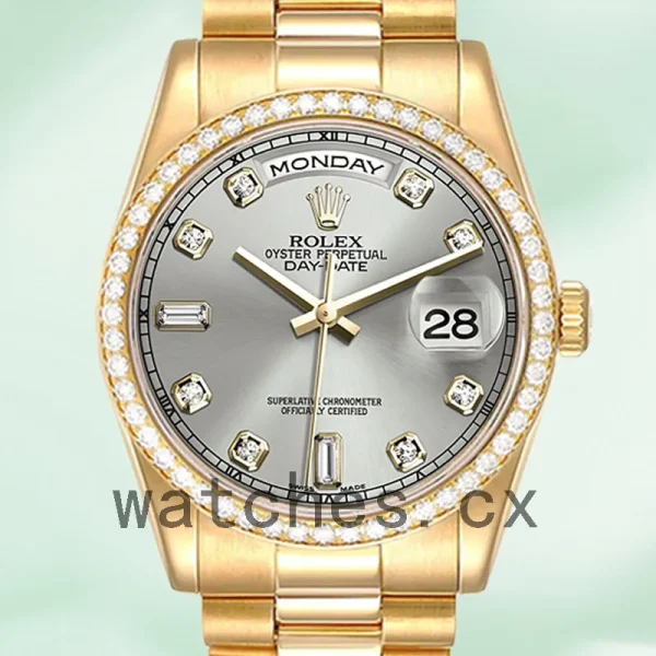 Rolex Day-Date Men's 36mm m118348-0077 Automatic Grey Dial