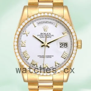 Rolex Day-Date 36mm Men's m118348-0150 White Dial Oyster Bracelet/President Bracelet