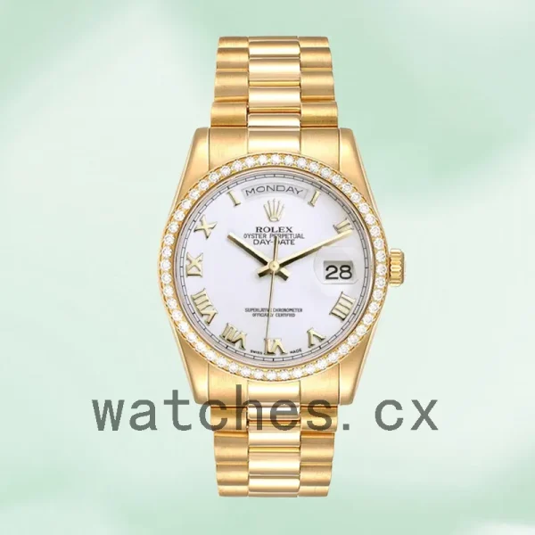 Rolex Day-Date 36mm Men's m118348-0150 White Dial Oyster Bracelet/President Bracelet - Image 2