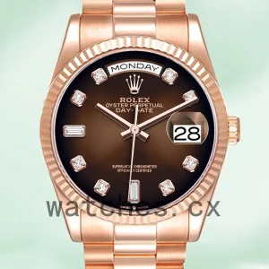 Rolex Day-Date Men's 36mm m128235-0037 Rose Gold-tone Brown Dial