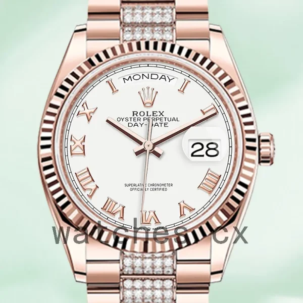 Rolex Day-Date Men's m128235-0053 36mm White Dial President Bracelet