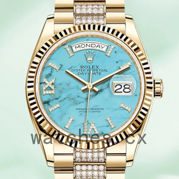 Rolex Day-Date Men's 36mm m128238-0072 Automatic Blue Dial