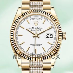 Rolex Day-Date 36mm Men's m128238-0082 White Dial Gold-tone