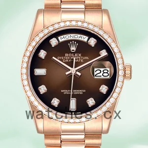 Rolex Day-Date 36mm m128345rbr-0040 Men's Brown Dial Rose Gold-tone