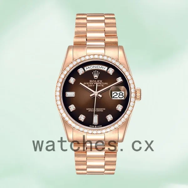 Rolex Day-Date 36mm m128345rbr-0040 Men's Brown Dial Rose Gold-tone - Image 2