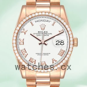 Rolex Day-Date m128345rbr-0054 Men's 36mm President Bracelet White Dial