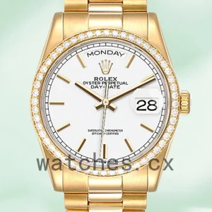 Rolex Day-Date Men's 36mm m128348rbr-0047 Gold-tone White Dial