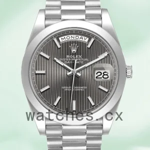 Rolex Day-Date 40mm Men's m228206-0011 Silver-tone Dark Rhodium Dial
