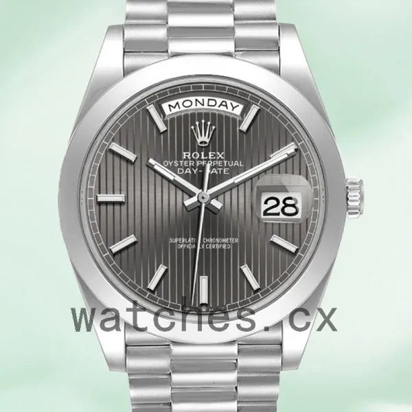 Rolex Day-Date 40mm Men's m228206-0011 Silver-tone Dark Rhodium Dial