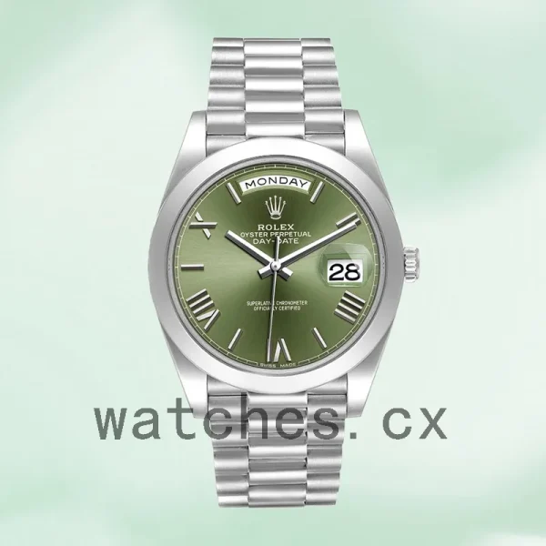 Rolex Day-Date Men's 40mm m228206-0027 Silver-tone Green Dial - Image 2