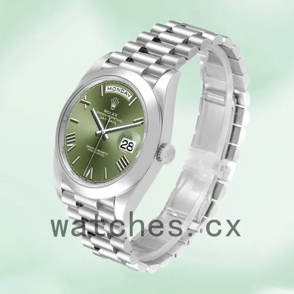Rolex Day-Date Men's 40mm m228206-0027 Silver-tone Green Dial - Image 3
