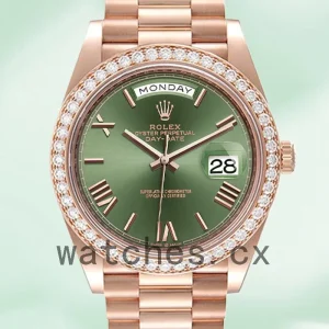 Rolex Day-Date m228345rbr-0011 Men's 40mm Green Dial Rose Gold-tone