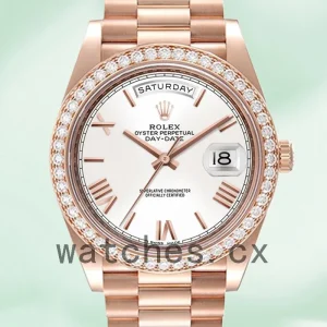 Rolex Day-Date 40mm Men's m228345rbr-0012 White Dial Rose Gold-tone