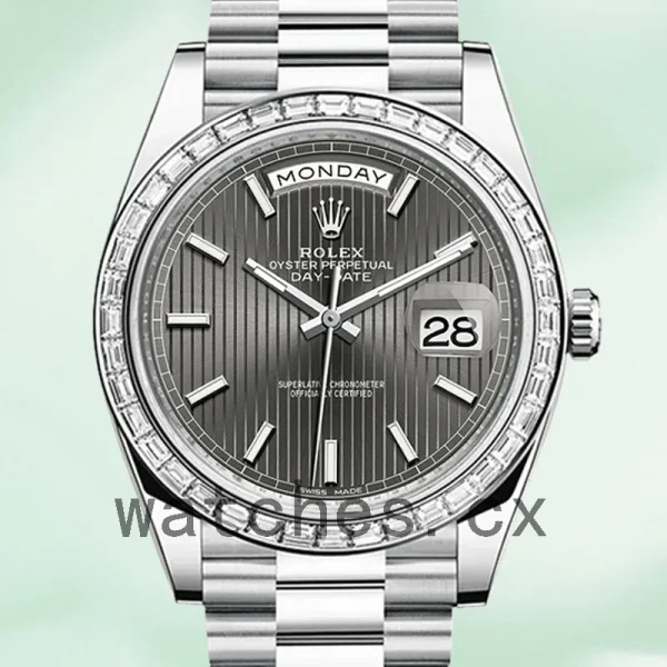 Rolex Day-Date 40mm Men's m228396tbr-0023 Silver-tone