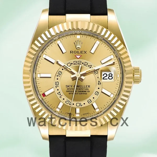 Rolex Sky-Dweller m326238-0007 Men's 42mm Champagne Dial Gold-tone