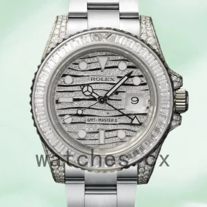 Rolex GMT-Master II 40mm 116769 Men's Silver-tone Diamond Wave Dial