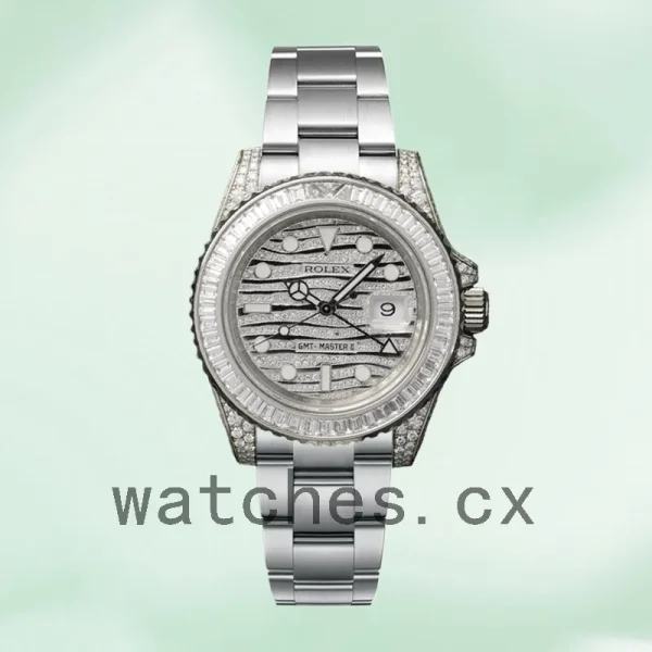 Rolex GMT-Master II 40mm 116769 Men's Silver-tone Diamond Wave Dial - Image 2