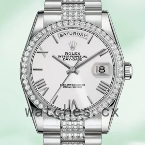 Rolex Day-Date 36mm Men's 118346 Silver Dial Automatic