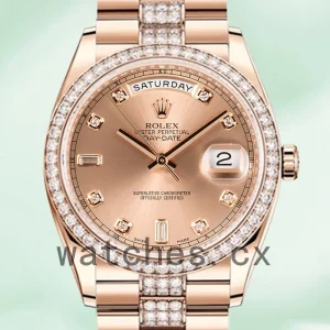 Rolex Day-Date 128345 Men's 36mm Rose Gold Dial