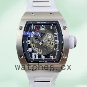 Richard Mille RM010 Around 50*42mm Men RM010-004 Rubber Band Silver
