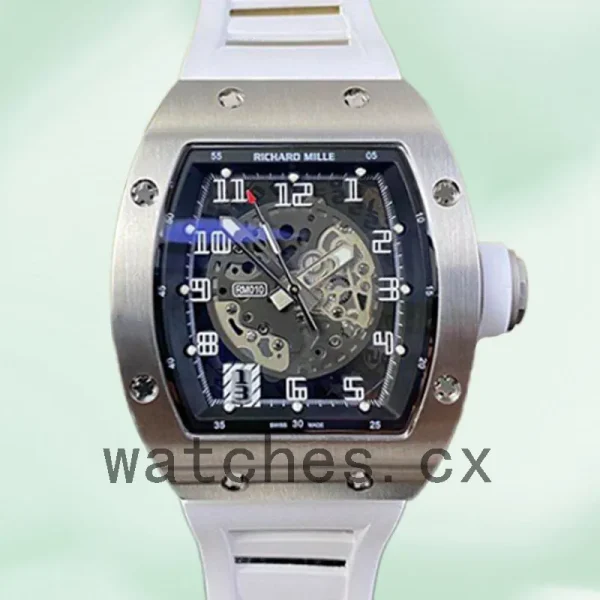 Richard Mille RM010 Around 50*42mm Men RM010-004 Rubber Band Silver