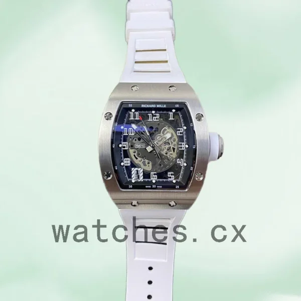 Richard Mille RM010 Around 50*42mm Men RM010-004 Rubber Band Silver - Image 2
