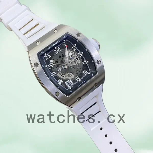 Richard Mille RM010 Around 50*42mm Men RM010-004 Rubber Band Silver - Image 3